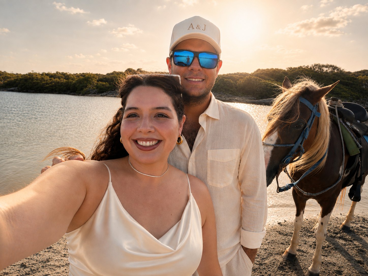 Alexis and John on the beach at sunset